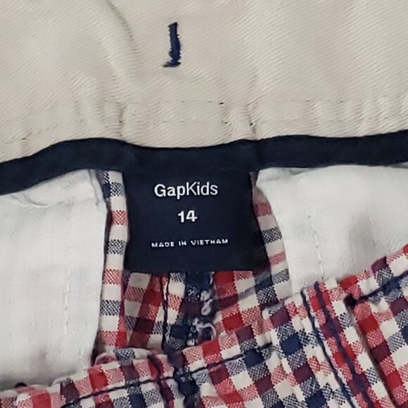 GAP Kids Boys Red & White Check Shorts w Concealed Adjustable Waist 14 - Picture 3 of 4
